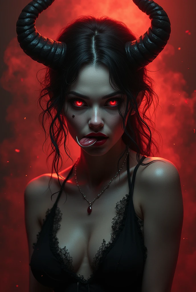 horror-themed Wide angle digital illustration, (Demonic female character with dark ash-gray face:1.3), Symmetrical composition, Cracked stone texture, Golden veins, (Red luminescent eyes:1.3), Several twisted horns, Intricate golden metallic details, (Golden veins on neck and shoulders:1.2), Gothic architectural background, Bluish light from top center, (Ominous atmosphere:1.2), Deep shadows, Highlighted facial features, Sinister expression, Realistic digital art, Fantastic influence, eerie, unsettling, dark, spooky, suspenseful, grim, highly detailed