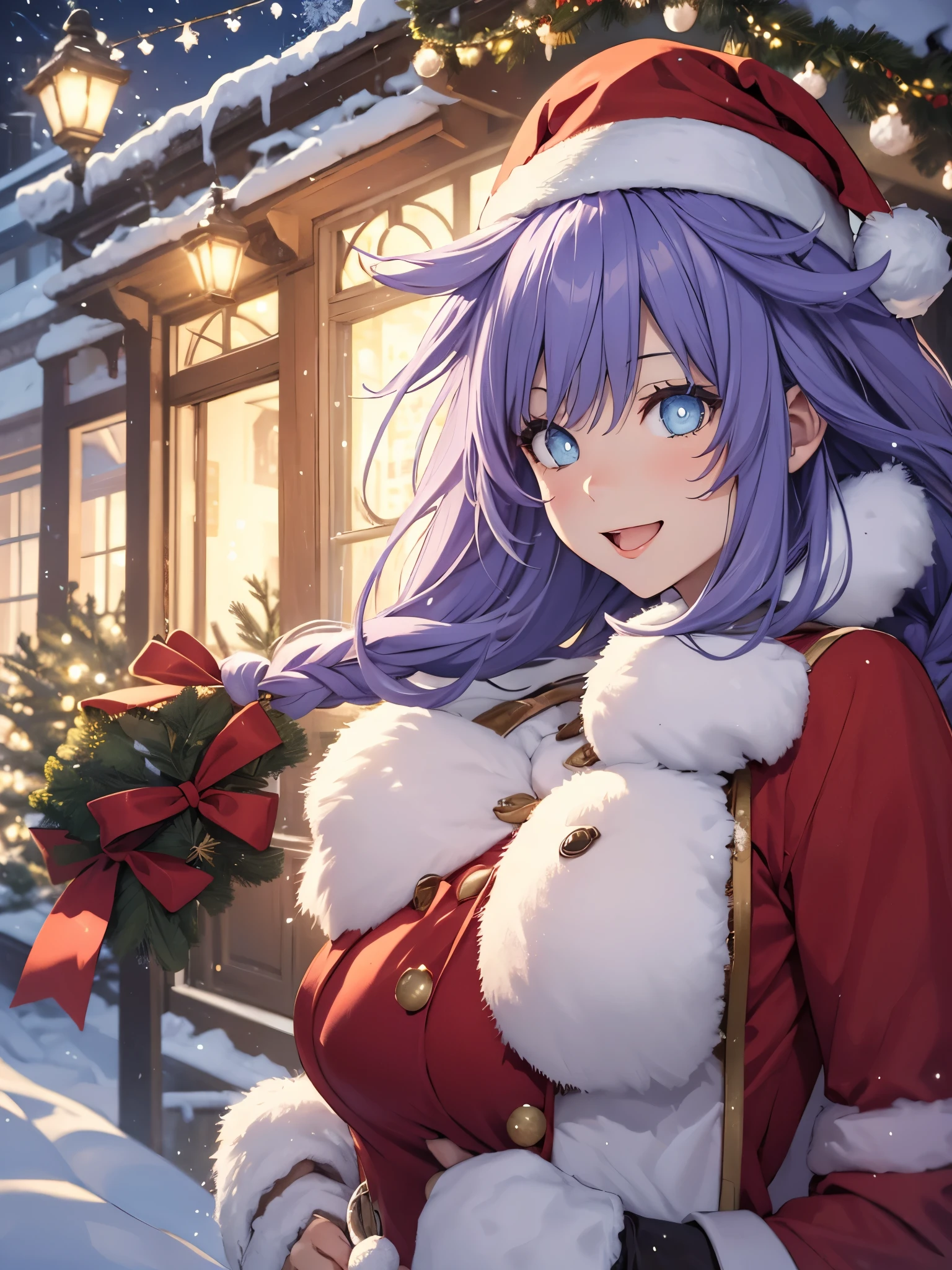 Snowy Christmas Town, A happy girl