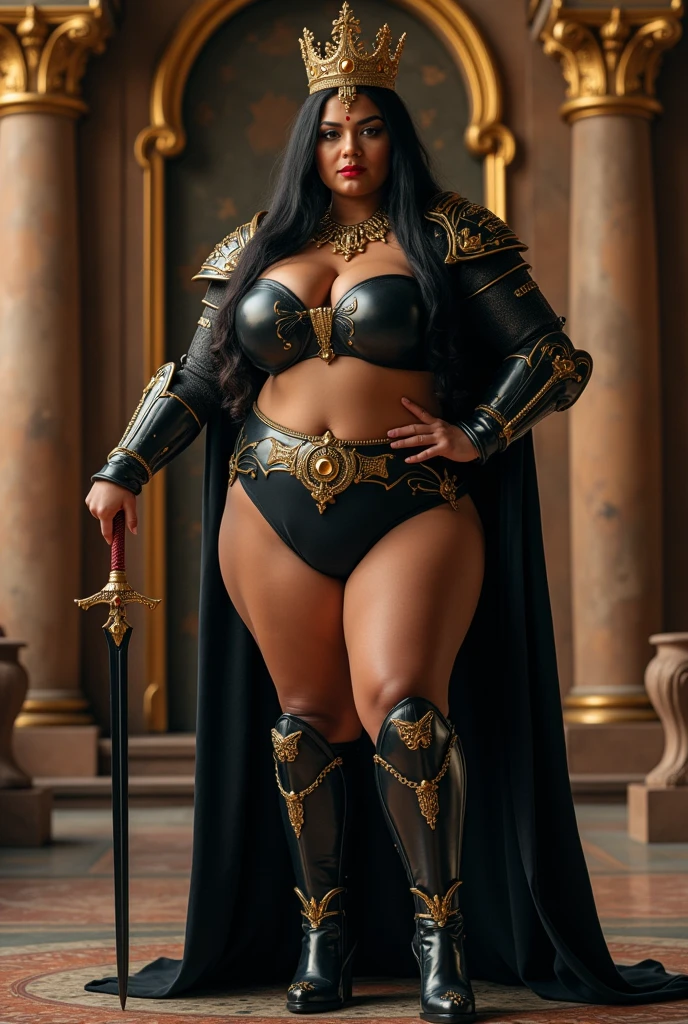 arafed woman in a black outfit and a black mask, cinematic goddess body shot, thicc, thick armor, samira from league of legends, flowing robes and leather armor, close up half body shot, ornate cosplay, stunning armor, ornate bikini armor, photogenic details on armor, inspired by Kanō Hōgai, bikini armour, kitsune inspired armor