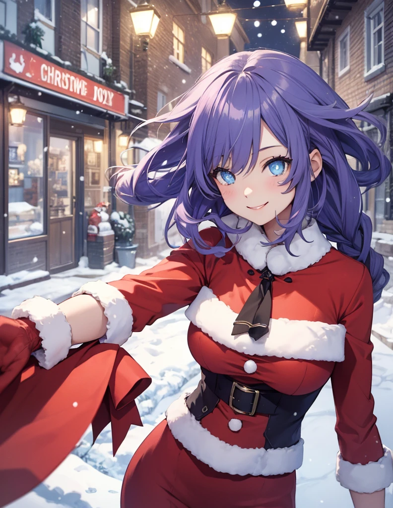 Snowy Christmas City, A girl smiling 