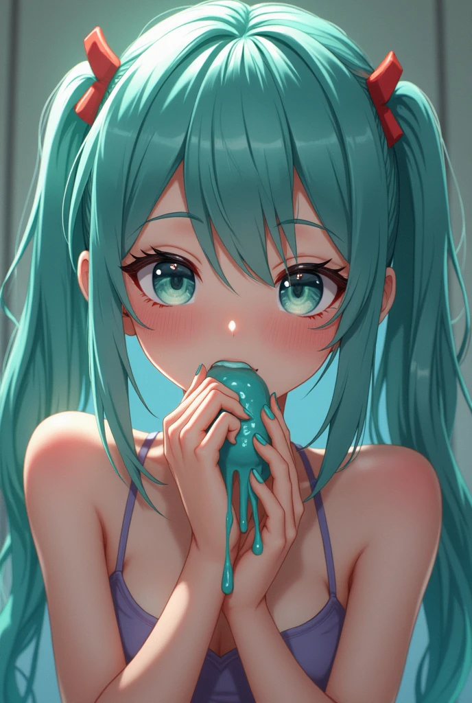 NSFW,((miku hatsune)),Tight school swimsuit over naked,vaginal,sex,perspiring,((6years old)),short stature,flat chest,Locker Room,(excessive cum:1.5),heart shaped pupils,crowd,spread pussy,Frightened,