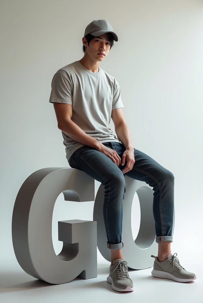 Indian 18 year boy lean on 3d letter lucky behind him