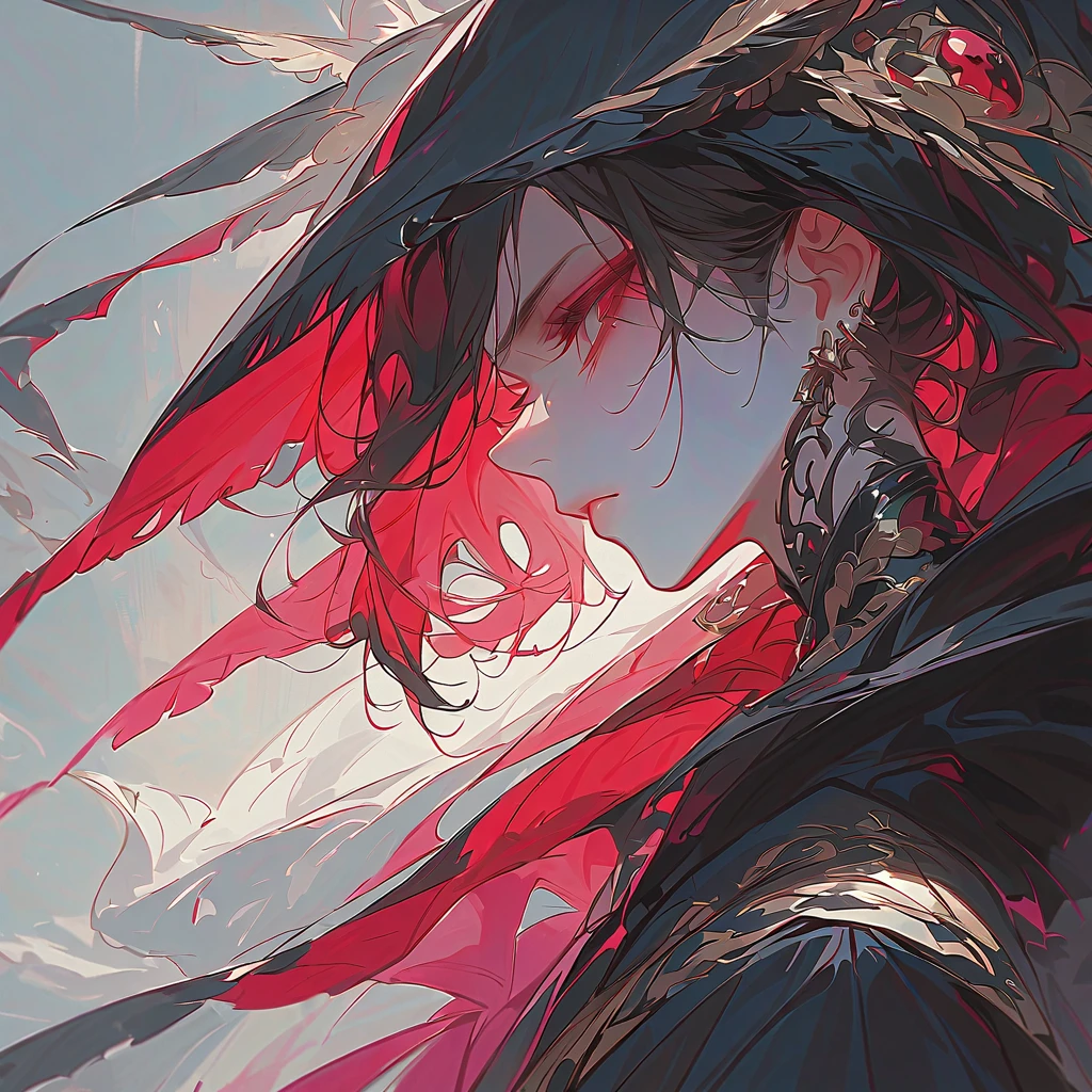A terrifyingly menacing young man, his bulging muscles straining against torn garments, wild-eyed and wielding a sinister katana. His broken mask hints at a hidden darkness beneath the surface. This vivid portrait, possibly a painting, captures the intensity of his gaze and the raw power in his stance. Each detail, from the frayed fabric to the jagged edges of the mask, is rendered with exquisite precision, immersing viewers in the chilling atmosphere of malevolence and danger.