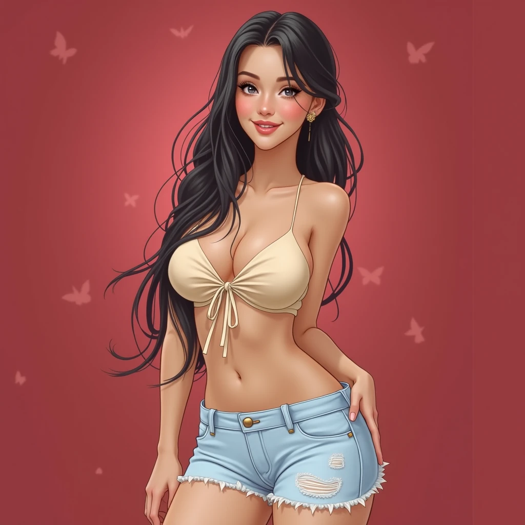 18 year old girl with dark hair in underwear