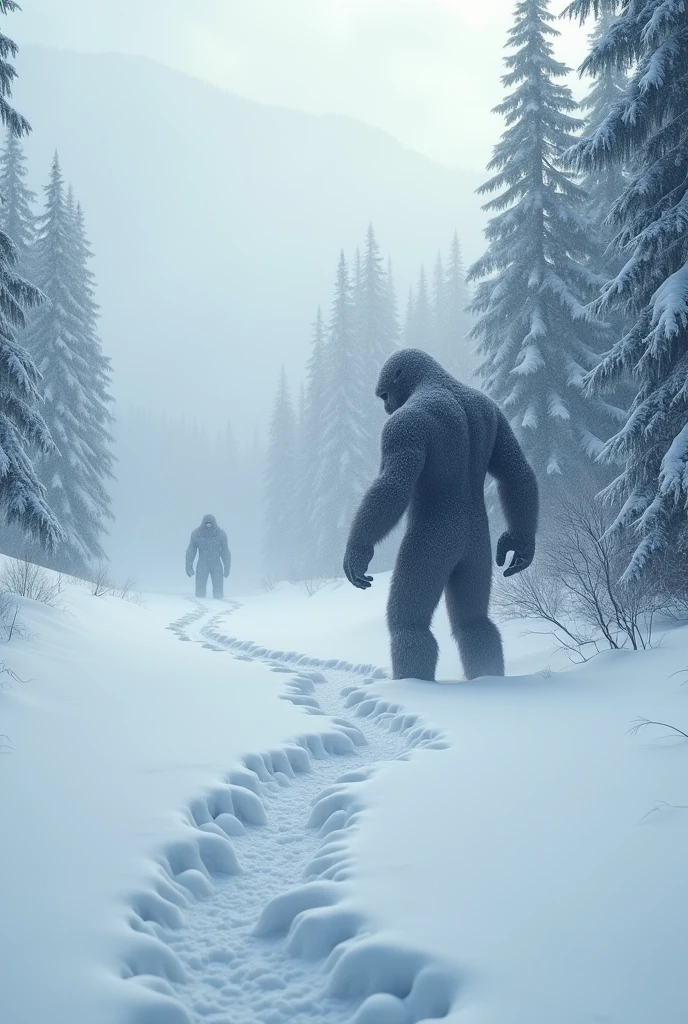 a large snow ogre with a dead horn on the ground