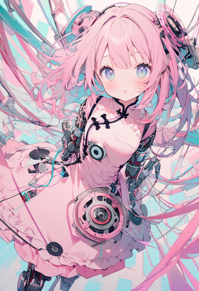 (((Masterpiece))) (1 girl) (pink hair, long hair, straight hair, both sides up) (green eyes), beautiful face, eyeshadow, eyeliner, glow eyes, hyper detail eyes, complex eyes, beautiful eyes, detailed eyes, ((star-shaped pupils, glowing pink pupils)) 18-year-old girl. ((Humph)). Smile. Full body. Floral background. Lie down.
