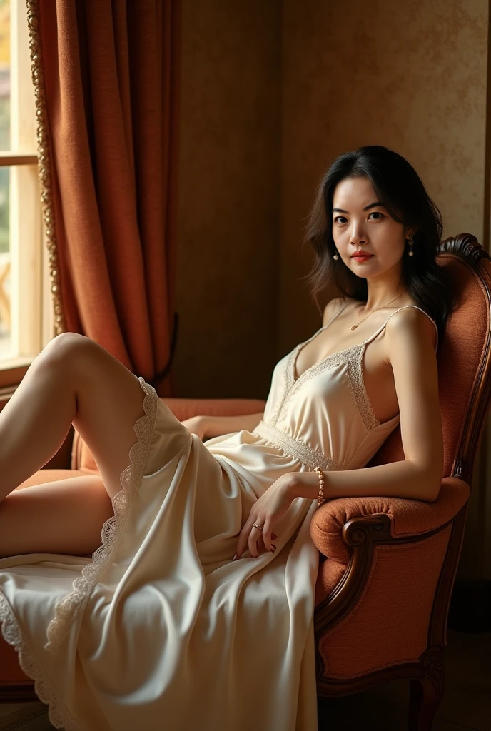 full body portrait or statue、Vigée Leblanc style、math、astronomical machine、astronaut、roses in vase、fruit、Cute trinkets、smile、ancient greek costume、Sandro Botticelli paintings、Clothes that stretch your shoulders、A big smile、expression of ecstasy、sexy、beautiful bare skin、A detailed representation of the seducing woman throughout her body..
