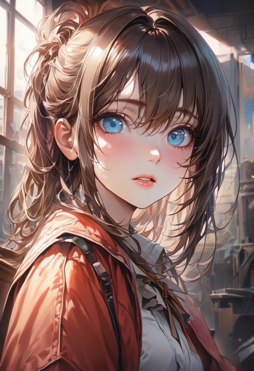 (Realistic painting style:0.9), ( painting style:0.9), (best quality), absurdres, looking at viewer, no pupils, (detailed eyes), alternate costume,(masterpiece), expressive eyes, perfect face, 1girl JK, score_9, score_8_up, score_7_up, score_6_up, source_anime, 1girl, solo, 