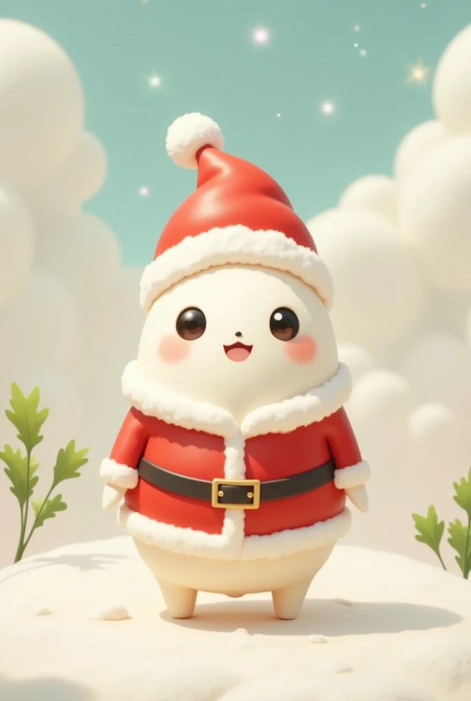 cute大根,  Santa costume, Mochimochi daikon , cute, とにかくcute,  happy , Happy space , Fluffy, Soft colors,  retina, 2D illustration, wallpaper