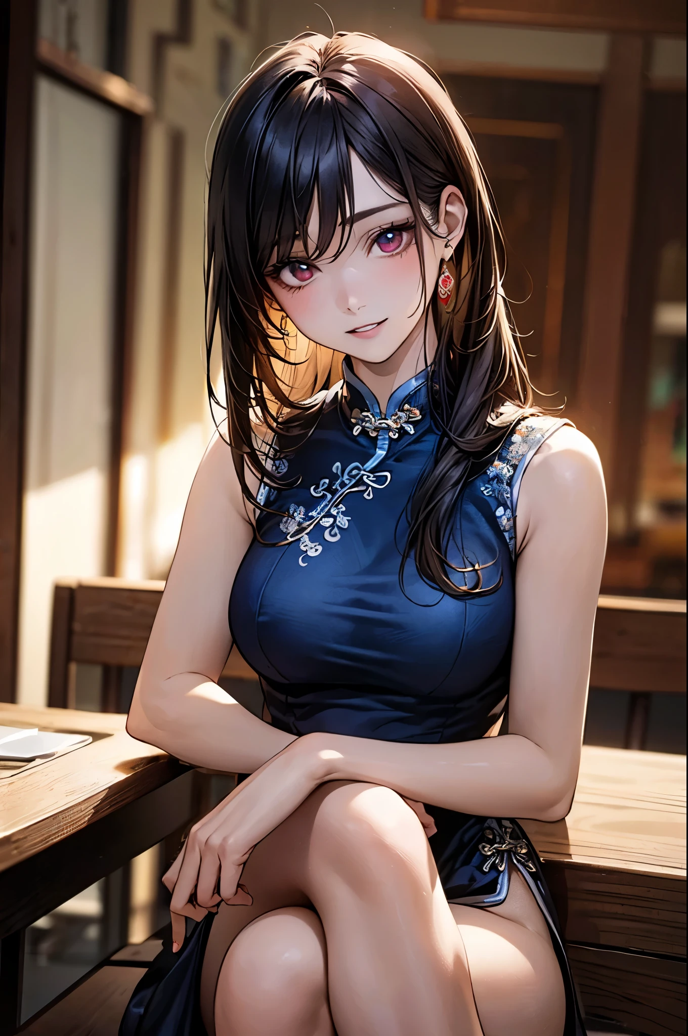 1girl, solo, beautiful detailed eyes, beautiful detailed lips, extremely detailed face, long eyelashes, China dress, stunning flower pattern, silky fabric, flowing skirt, elegant posture, soft sunlight, cherry blossom petals, tranquil Japanese temple, serene atmosphere, vibrant colors, blush on her cheeks, best quality, masterpiece, vivid details