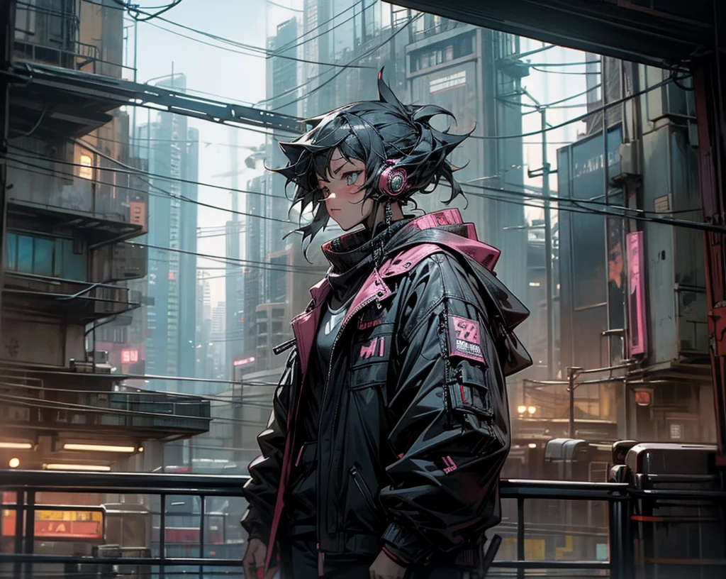 "dark theme :: closeup face focus, ultra realistic futuristic cyberpunk female black hair sitting :: cyberpunk face (cyber eyes) :: cool cybernetic punk jacket red neon eyes :: shirtless:: mechanical intricate mask :: natural lighting :: bokeh :: 8k :: best quality :: masterpiece :: futuristic cityscape background"
