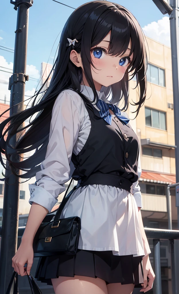 yukinoyukinoshita, Yukino yukinoshita, Black Hair, blue eyes, Long Hair,smile, Small breasts,happy smile, smile, Close your mouth,
, Sleeveless white dress,White long skirt,Cute Sandals,walking,Real Summer,Daytime,sunny,whole bodyがイラストの中に入っていくように,
break outdoors ,city,Building district,Coastal Road　　　　　　　　　　　　　　　break looking at viewer, whole body,
break (masterpiece:1.2), highest quality, High resolution, unity 8k wallpaper, (shape:0.8), (Beautiful and beautiful eyes:1.6), Highly detailed face, Perfect lighting, Extremely detailed CG, (Perfect hands, Perfect Anatomy),