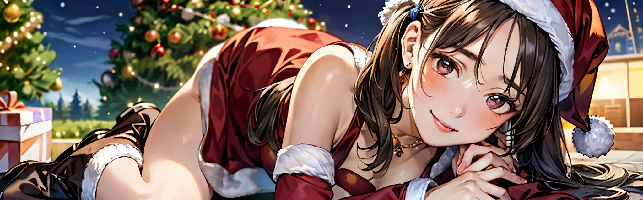 Santa Aerith is upside down and has her anus licked、Masturbation、clitoris、(Ahegao 5)、(Peeing)、Lace panties、(Eye-rolling 5)、(Crying)、(Ecstatic expression 3)、Drooping tongue