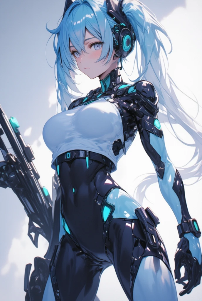 (Masterpiece, Top Quality, Best Quality, Official Art, Beautiful Indulgence: 1.2), (1 Girl: 1.3), Very Detailed, Colorful, Supreme Detail ((Ultra Detailed)), (Highly Detailed CG Illustration), (Very Delicate and Beautiful)), (From the Side), Cinematic Light, (1 Machine Girl)), Solo, Full Body, (Mechanical Joints: 1.2), ((Mechanical limbs)), (Blood vessels connected to tubes), ( Mechanical vertebrae attached to the back), ((Mechanical cervical vertebrae attached to the neck)), (sitting), expressionless, (wires and cables attached to the neck: 1.2), (Head wires and cables: 1.2) (Character focus), Science fiction, white background, (Blood: 1.5), Sharp Focus, (Beautiful gorgeous cute Korean woman: 1.3), ( Beautiful cute korean woman:1.3), Korean beauty, delicate and beautiful hair and eyes and face, realistic, super detailed, beautiful girl, glowing white particles, (sidelight:1.2), big, long straight hair, sexy look, dynamic hair, detailed platinum mint green hair, shining blue eyes, wolf hair