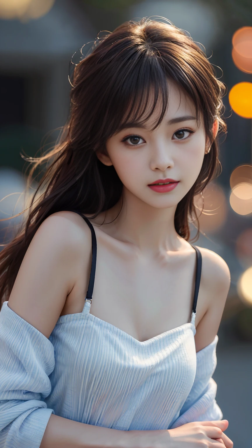 最high quality, masterpiece, 1 girl, beautiful face, (photo photo:1.3), edge lighting, (high detail skin:1.2), 8K ultra hd, Digital single-lens reflex camera, high quality, High resolution, 4K, 8K, Bokeh, That&#39;s ridiculous, Optimal ratio of 4 fingers and 1 thumb, (realistic:1.3), cute 1 girl, wearing black suspenders, medium breasts, short skirt, (((standing:1.3, sexy seductive pose)))