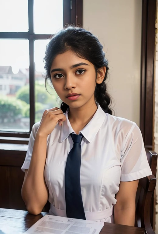 A beautiful 16 years old Indian school girl wearing school dress , , buildings,, photorealistic, photo, masterpiece, realistic, realism, photorealism, high contrast, photorealistic digital art trending on Artstation 8k HD high definition detailed realistic, detailed, skin texture, hyper detailed, realistic skin texture, best quality