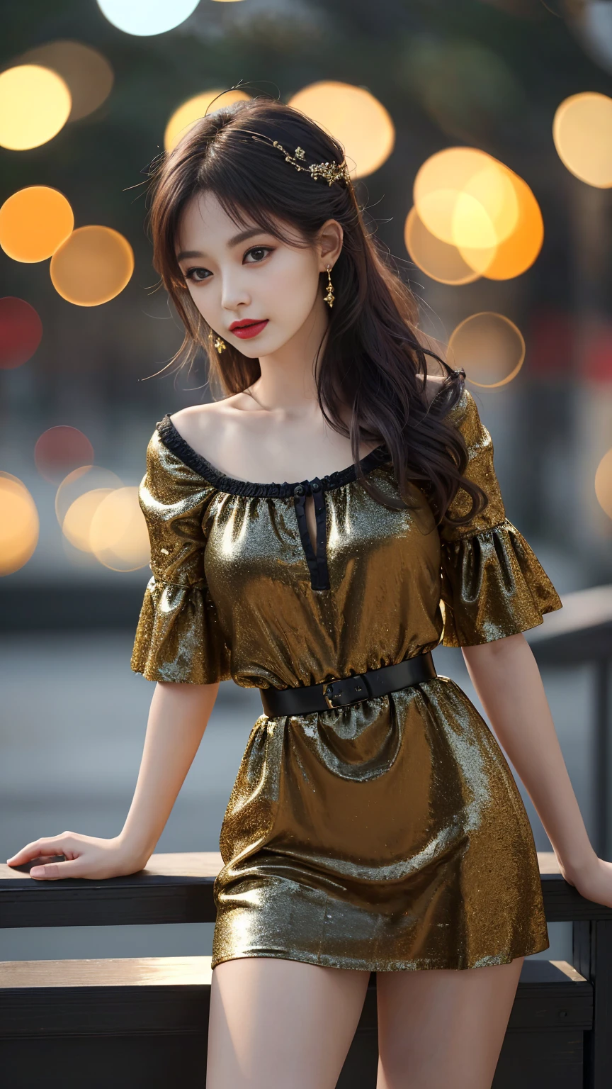 最high quality, masterpiece, 1 girl, beautiful face, (photo photo:1.3), edge lighting, (high detail skin:1.2), 8K ultra hd, Digital single-lens reflex camera, high quality, High resolution, 4K, 8K, Bokeh, That&#39;s ridiculous, Optimal ratio of 4 fingers and 1 thumb, (realistic:1.3), cute 1 girl, wearing black suspenders, medium breasts, short skirt, (((standing:1.3, sexy seductive pose)))