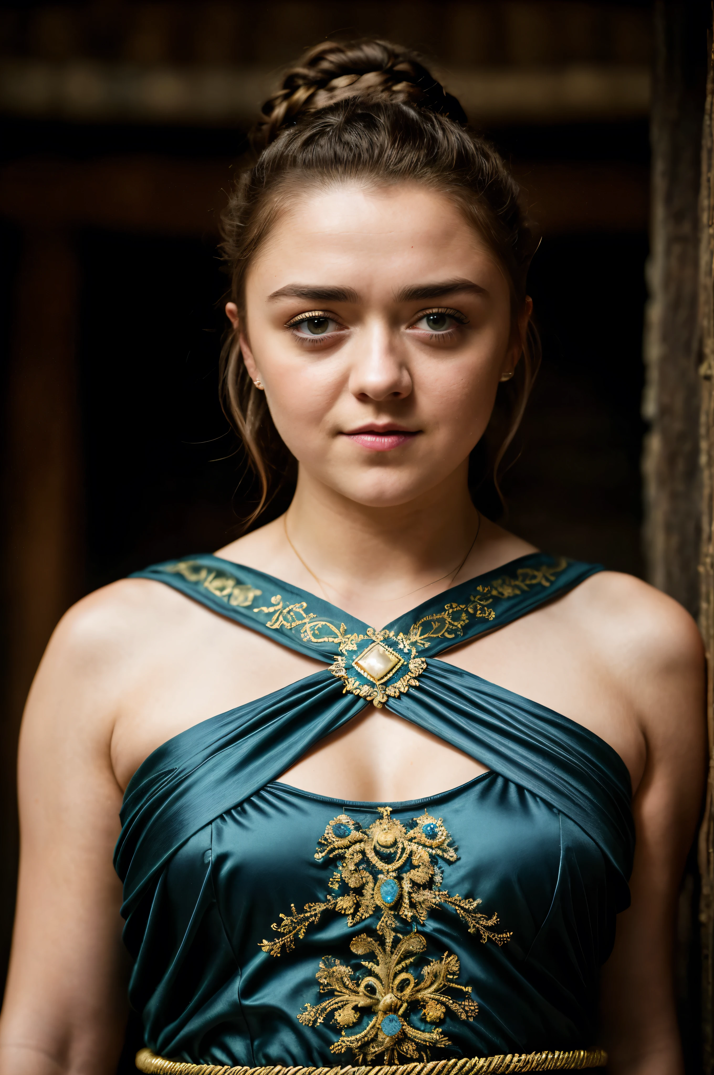 Foto RAW, Arya Stark, Extremely gorgeous lady, Arya Stark PLAYED BY MAISIE WILLIAMS, Queen Arya Stark, she a mature woman now, milf, sexy mediaeval battle dress, gladiator woman, body, 40 years old Woman, body revealing costumes, perky breast, big natural breast, erotic costumes, lusty physique, seductive figure can capture every people's attention, Game of thrones costumes, revealing captivating figure, Mediaeval costumes, revealing clothes, A tomboy, she would rather fence than dance, warrior queen , game of thrones screen caps, Game of Thrones Series, (pele altamente detalhada: 1.2), 8k UHD, DSLR, soft-lighting, alta qualidade, grain of film, Fujifilm XT3, flawless picture, highly detailed, detailed Beauty, intricate, 32k, sharp picture,