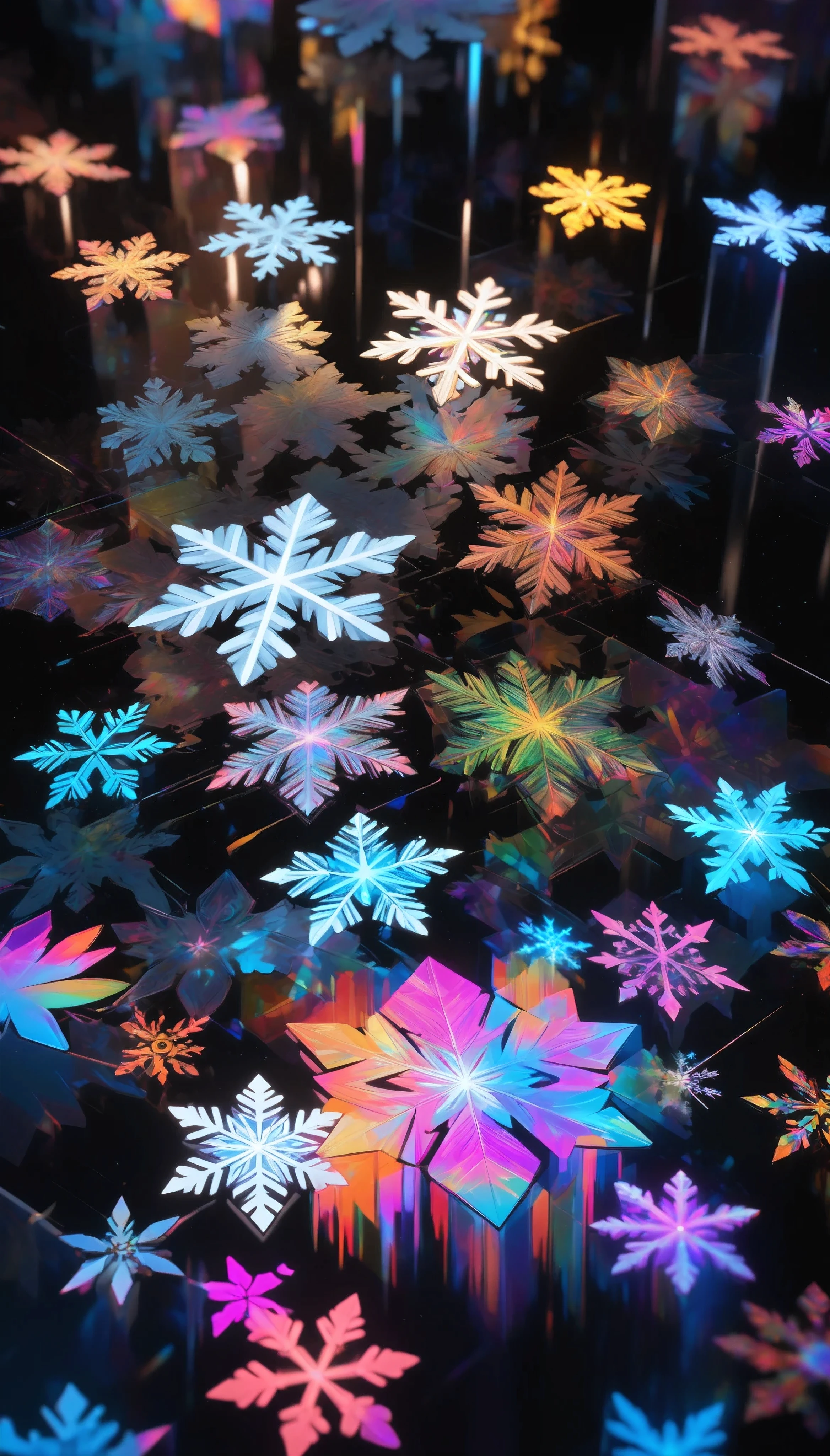 footprint projection , Art in perfect brilliance projected in the shape of footprints,  minimalism,  footprints expressed by a collection of snowflakes, Super precise snowflakes ,  make you imagine footprints ,  Projection expression of colorful light with backlighting,  make you imagine footprints , Snowflakes falling in the shape of footprints,  collective form that makes you imagine footprints , Intensive,  sketch of footprints left on a black background ,  snowflakes spread inside footprints , Erase the outline ,  Seamless Blend ,  make you imagine footprints , best quality,  highres icon, UHD, high details, masterpiece, retina, 16k, Glitter effects and reflections , footstomp