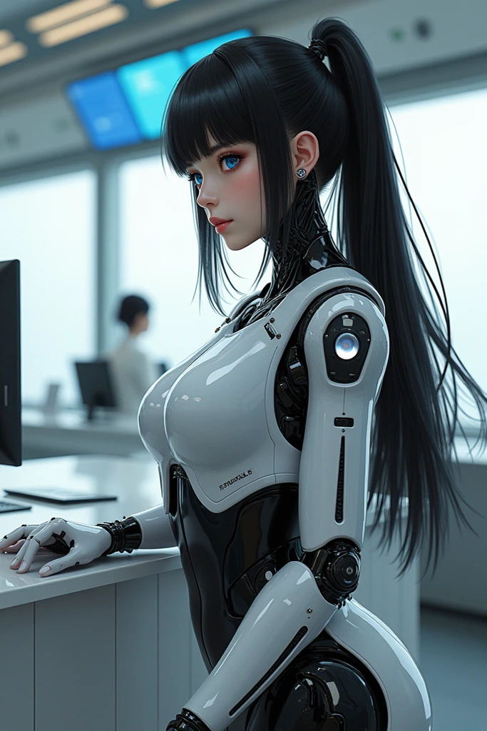 top-quality、masterpiece、超A high resolution、(Photorealsitic:1.4)、((a beauty girl:1.6)), 1 full-body cyborg girl、sixteen years old、NOhumans、((The skin part is only the face)), Luminous Eyes、((Lots of split metal chest protectors)), Metal Robot、((The whole body is the body of a combat robot))、((Body parts are robot parts:1.8))、((The internal mechanisms of the chest are exposed)), ((Mechanical chest armor with LED indicators and meters)), Robot arms and legs、((Exposed metal skeleton of the abdomen))、Metal skeleton of the cervical region、Under repair、destroyed body、Metal Mechanical Bra、Full Body Metal Skin、Metal bodysuit、Metal scales covering the whole body、body made of metal、Whole body metal、a beauty girl、prosthetic hand、artificial leg、Full body cyborg、Exposed metal skeleton、Asian Beauty、cyberpunked、steampunc、Inside the futuristic space battleship、laboratory、Complex 3d rendering beautiful porcelain profile ultra detailed female type android face、dark brown hair、glowy skin、((super realistic details))、portlate、globalillumination、Shadow、octan render、metals、Details of complex ornaments、Japan details、highly intricate detail、Realistic light、CGSoation Trends、a purple eye、radiant eyes、Facing the camera、neon details、Mechanical limbs、blood vessels connected to tubes、Mechanical vertebrae attached to the back、mechanical cervical attaching to neck、sitting on、Wires and cables connecting to the head、Gundam、Small LED lamp、masterpiece、 Metal Robot、body made of metal、Whole body metal、prosthetic hand、artificial leg、Full body cyborg、Exposed metal skeleton、Asian Beauty、cyberpunked、steampunc、Futuristic cities、laboratory、Complex 3d rendering beautiful porcelain profile super detailed female android face、cyborgs、roboticparts、150mm、beautiful studio soft light、Rim Lights、vibrant detail、luxuriouscyberpunk、Ren Hao、surrealistic、Anatomical、face muscles、cable electric wires、microchips、elegent、beatiful backgrounds、octan render、HR Giger Style、8K、top-quality、masterpiece、illustratio、extremely delicat