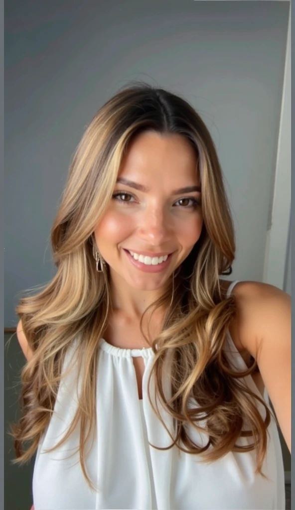 Mulher sorridente no carro com cabelo longo e top castanho, Alanis Guillen, lorena avarez, profile picture with headshot, fernanda suarez, carla ortiz, Mulher de 3 0 anos, mulher de 30 anos, smiling happily at the camera, Marischa Becker, imagem de perfil, foto de perfil profissional, she is smiling, Julia Fontes, sorrindo e olhando diretamente