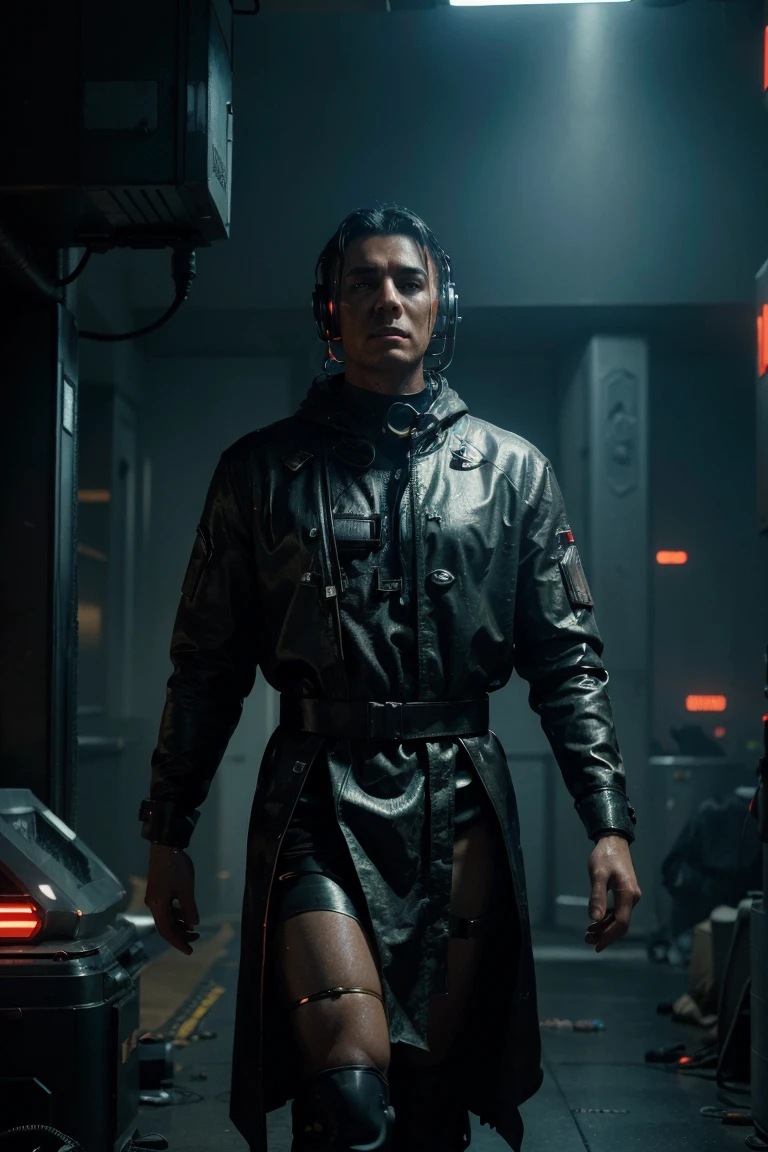 Cyberpunk handsome boy ultra realistic with cat