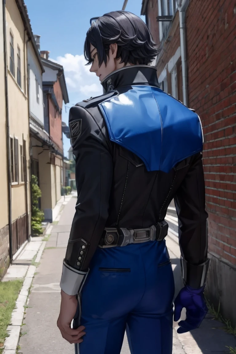 (    top quality ), (Overall view) ,Back Alley, 魅力的な若い青年18 years old, shiny Kamen Rider suit, 18 years old,  