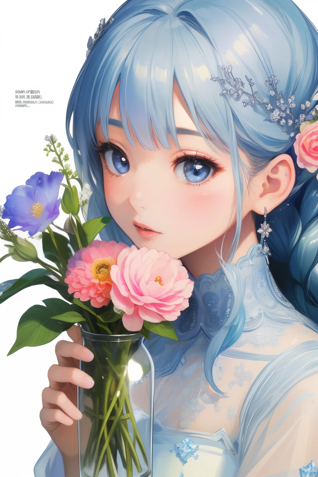 ( top quality，32K High Resolution，  masterpiece on penis :1.2),  very detailed，1 person， young girl，Close-up of a woman arranging flowers in a vase, With flowers, magazine photo , Written by Kojima Ayumi,  official artwork, Shin Jin-young, Frozen Flower々Surrounded by，Warm color ，