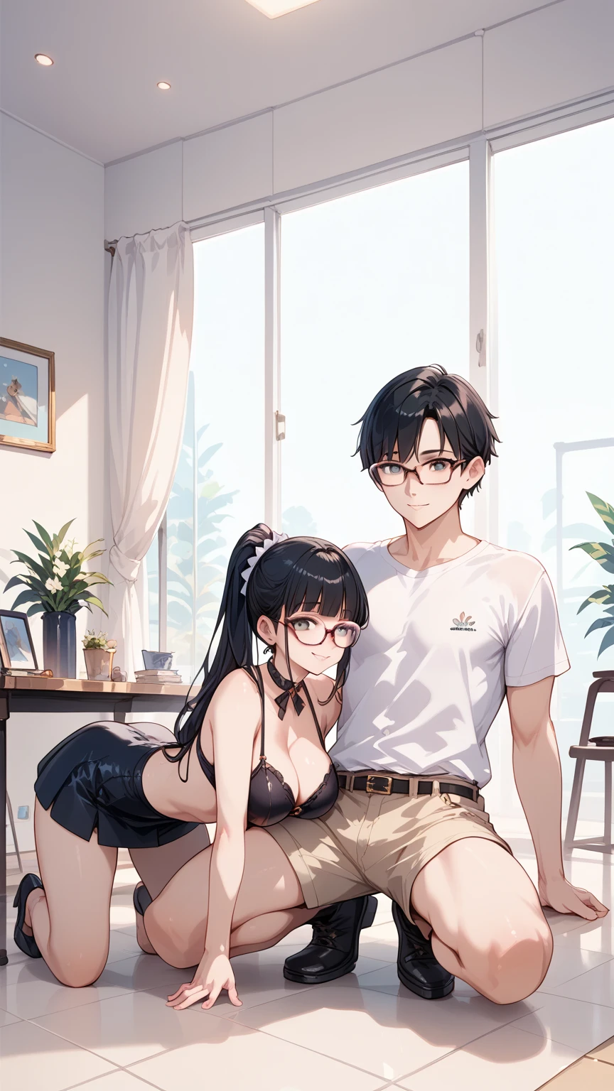 Very delicate、Highest quality、Full body shot、on the train、MCharacter splits、,Adult female、OL、Bad look in the eyes,Short black hair,,、low length、Glasses、Completely naked、Completely nakedに黒いハイヒール、No clothes、Provocative attitude、Licking one's lips、,blush、The woman is climaxing、Mouth Opening、Inviting a man、lure、