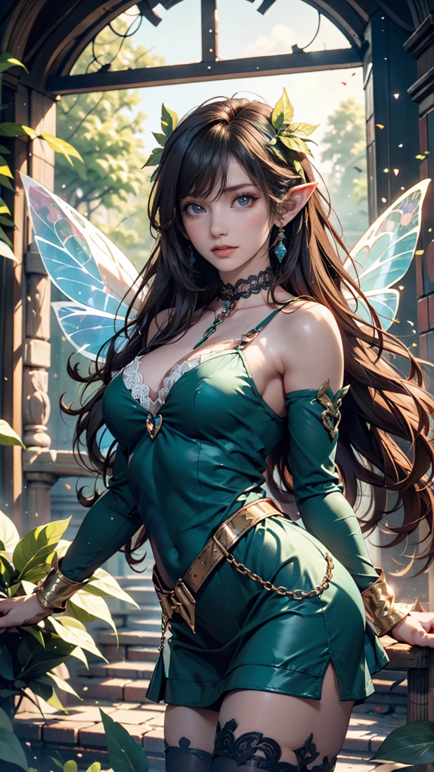 ln the forest,Moon Night,Flower fairy, Skirt made of petals,Transparent colorful wings, Magic wand,depth of fields,high light,Real light,Ray traching,oc rendered,Hyper-realistic,best qualtiy,8K,Works of masters,super-fine,Detailed pubic hair,Correct anatomy,sharp focus on eyes,Bokeh,Facial features are carefully depicted,detailed face, detailed eyes, detailed handssexy woman,elf girl
