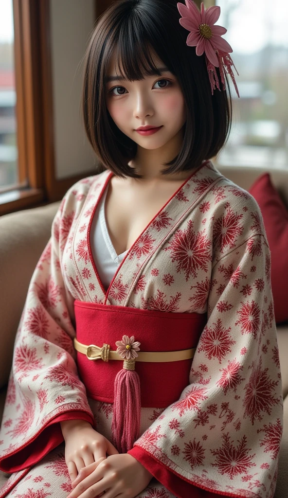 22 year old girl、((後ろ姿)) ((kimono))((Kyoto cityscape ))((knit coordination ))( sexy)(きれいなお尻)
 best quality,  anatomically correct,  high detail,  very detailed,  textured skin ,  smiles, (( sexy ass))((Short Hair))(( black hair))