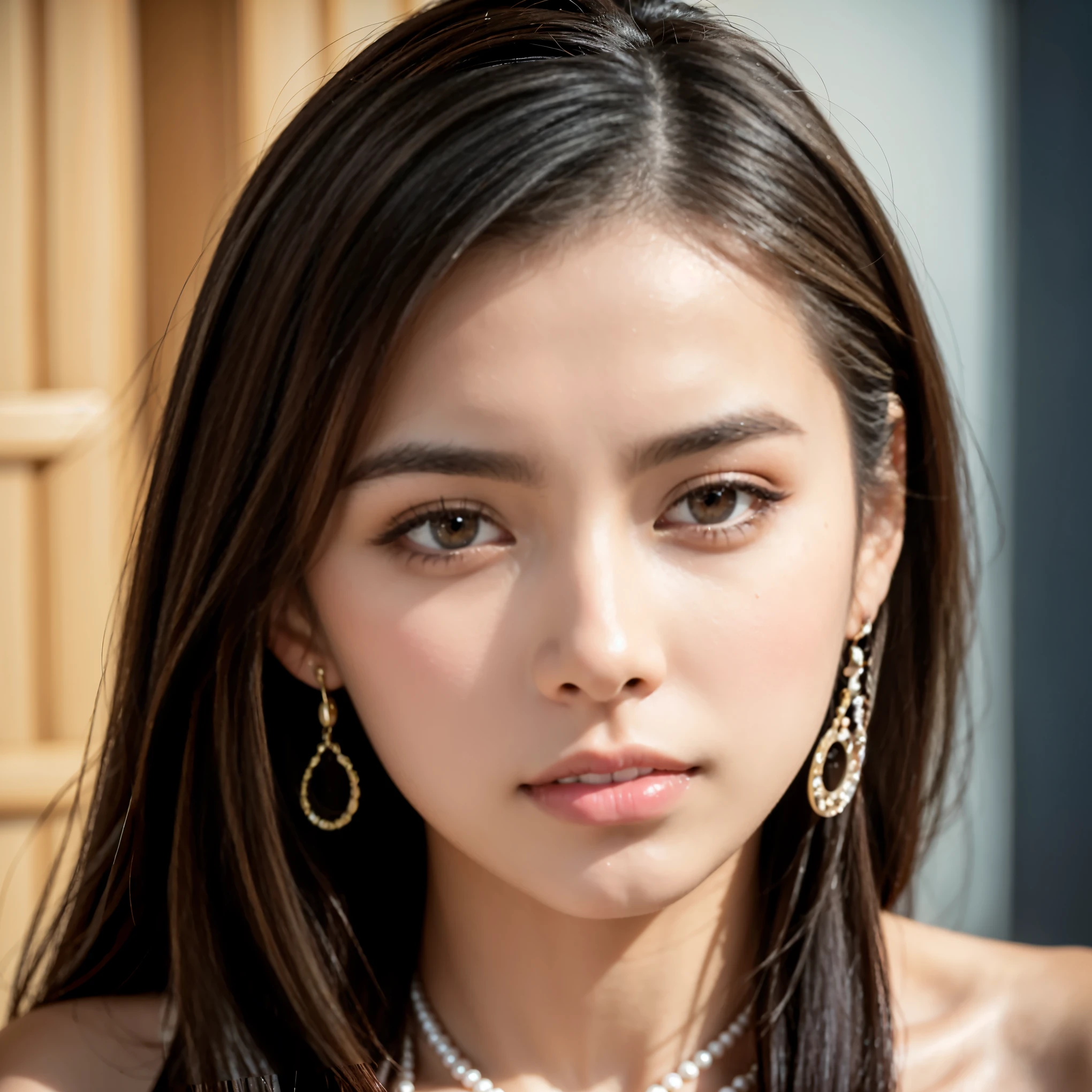 best quality, photorealistic, indoors, short hair, ponytail,
1girl, upper body, look looking at viewer,<lora:000_AB_v5 chilloutmix:0.9>,