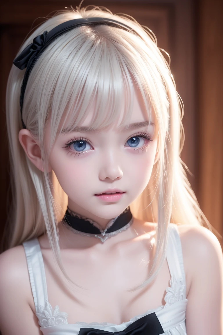 8k, top quality,The real picture, intricate details ,超A high resolution, depth field ,Masseter muscle area, natural soft light for a little smile, professional lighting, 1 girl ,(cute:1.2),( gothic lolita fashion ),Bright expression, young shiny shiny white shiny skin ,The best beauty, the ultimate beautiful girl, the most beautiful platinum blonde hair in the world , shiny bright hair , long silky hair ,Shiny, beautiful bangs, very bright, very bright, mint-cream eyes that shine so beautifully,A lovely cute girl with a very beautiful innocent first 々しい幼い顔の素敵なcute1女の子、 hair that flutters like、Small Face Beauty、Round face、