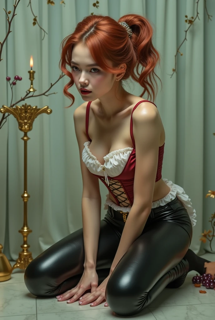 a beautiful 18-year-old loli-styled succubus girl, short red hair, two sharp horns, red eyes, pointed ears, thin lips, round face, seductive white silk outfit, demonic wings, small breasts, hourglass waist, thick thighs, succubus demon tail, bare feet, Arabic-style bedroom, cushions on the floor, (best quality,4k,8k,highres,masterpiece:1.2),ultra-detailed,(realistic,photorealistic,photo-realistic:1.37),extremely detailed eyes and face,longeyelashes,beautiful detailed eyes,beautiful detailed lips,portrait,fantasy,dark fantasy,horror,hyper detailed