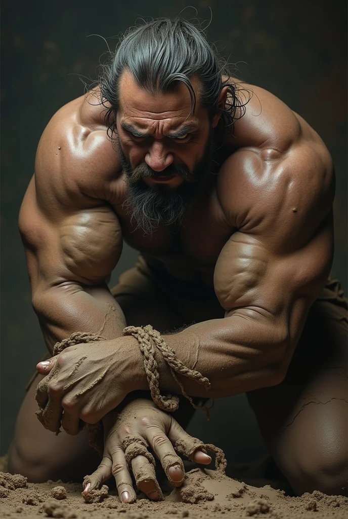 Hyperrealistic image of a male bather by Ingres surrounded by other superhero men with grey afros and very long hair, very old and very sweaty bodybuilder over 80 years old..very muscular and fat, He weighs more than 200 kilos with a naked torso., large and flaccid pectorals, Brown nipples and a big grey moustache sitting on the edge of a marble pool in a Roman baths dressed in white linen briefs 