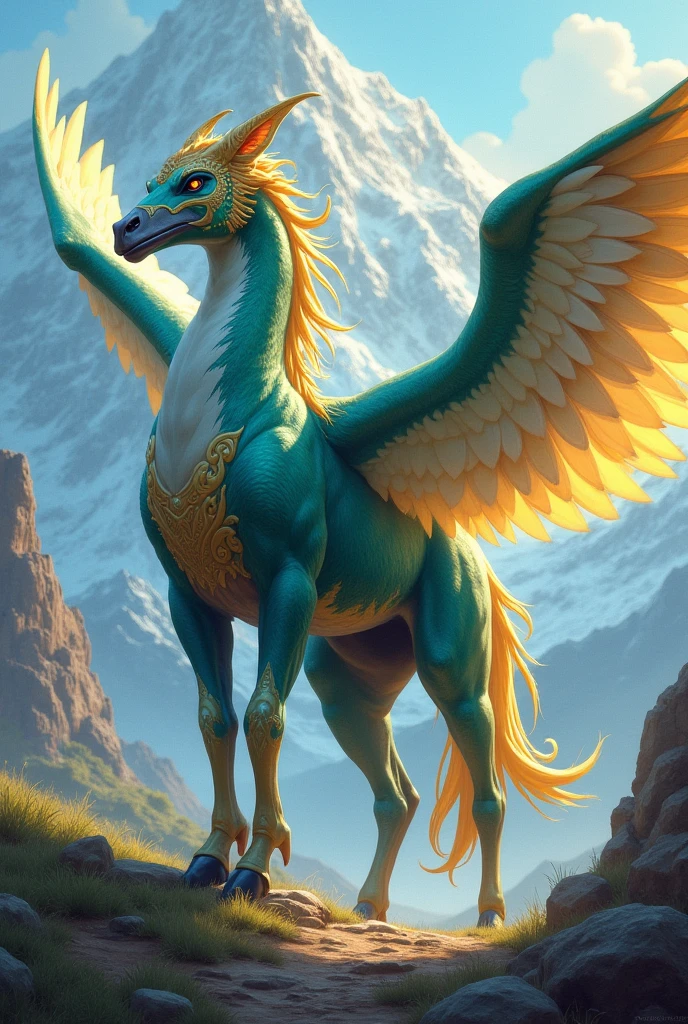 Fantastic Beasts concept art, mythical beast golden phoenix design with glittering feathers, flying in the air, ancient Chinese mythology, lady luck cloud background beast, sapphire blue eyes, epic HD CG rendering, majestic and majestic, lifelike, aqua blue as the sea, reflection, cinematic post-processing, lots of fine detail, depth of field, surrealism and cyberpunk style, octane rendering, fantasy engineering 32K