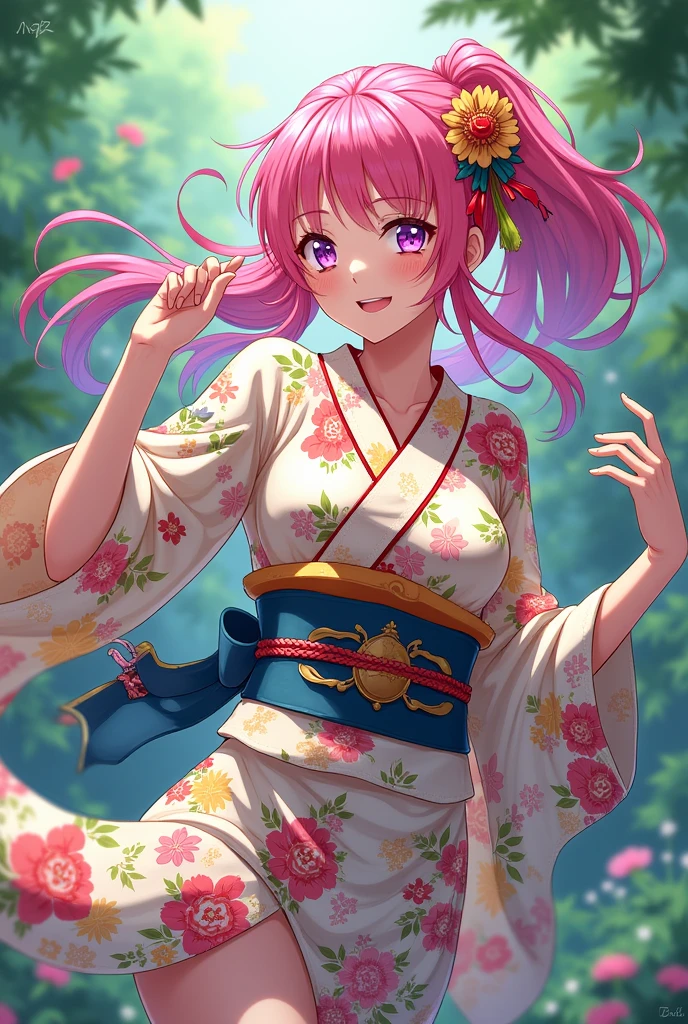 ((Best quality, 8K, Masterpiece: 1.4)),((Amazing detail: 1.3)),((illustration, Huge breasts: 1.2)),((High resolution1.1)),1girll,fox spirit,Kitsune,Hairstyle Casual,Fox ears,red hairband,flowers in head,wariza,Bandeau top,Anime style,Manga,Sexy,exposed,Makeup,torogao,Seductive smile,eyes half closed,Simple background,mitts,Bell necklace,Amazing art of painting,