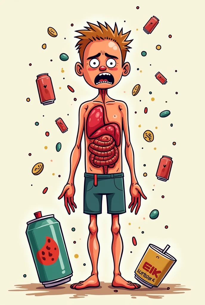 A vector T-shirt design of a male torso puking its guts out