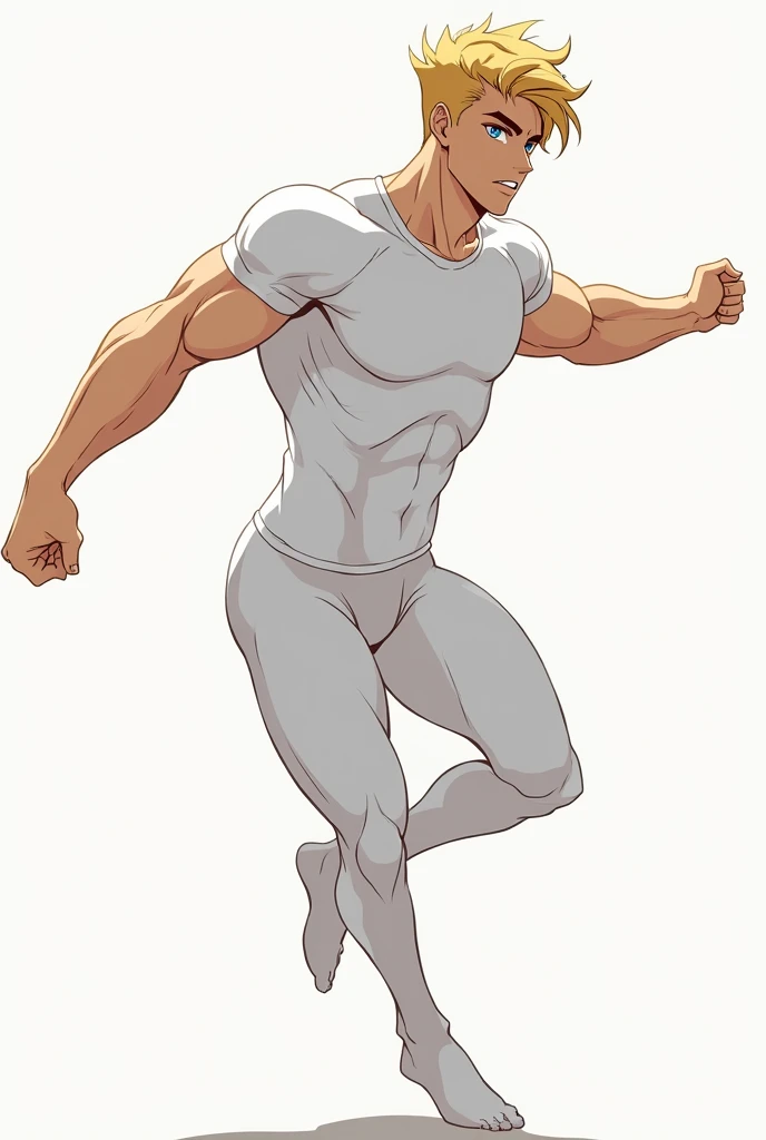 "Athletic Adonis with chiseled physique and a slim waist, naked, wearing a white jockstrap, an endless flowing white ribbon wraps parts of his body tightly, alone against a subtle backdrop, captured from a low-angle perspective, dynamic pose."