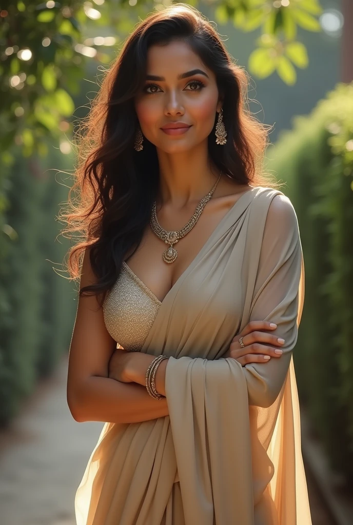 Full body, Beauty standing in a museum, Ancient stone structures, intricate carvings, towering pillars, archaeological remnants, weathered walls, historical artifacts, posing for a picture, 1 girl, a 27-year-old Indian woman, absolute beauty, long hair, wearing a fashion dress, robe, sexy posing styles, looking at the viewer, ultra-realistic, hyper-realistic, ultra-detailed, hyper-detailed, 35mm F/28, hyper-detailed full body shot of a woman, nice face, smile, sexy body, aesthetic body, rich colors, face focused, 8K, HD Crisp Upscale, realistic lying, RAW photography, best quality: 1.4, No dark background, Beautiful details eye, cleavage, thick thighs, wide hips, long hair, High-detailed, perfectly located eyes, perfect eyes, photographed on a Canon EOS R5, 50mm lens, F/2.8, HDR, (cinematic lighting), (dramatic lighting), (sharp focus), (intricate), fashion, realistic skin texture, (( perfect anatomy)), ((detailed face:1.2)), ((detailed facial features)), (finely detailed skin), masterpiece), (perfect proportion), (realistic photo), (best quality: 1.6), (detailed),