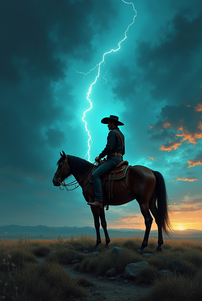 (best quality:1.5), (Masterpiece:1.2), The Lonely cowboy at rest at the ...