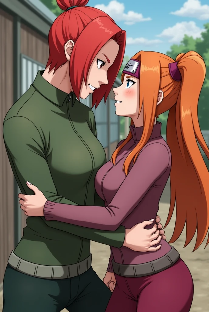 absurdres, highres, ultra detailed, (2girls:1.2), Sarada, Balck hair, short hair. (single sidelock:1.2), Sakura, pink hair. nervous, underwear, formal, {Lauren phillips lifting alice Merchesi \(meme\),} looking at another, blush, yuri, eye contact, height difference, smile, ass, kabedon, standing, against wall, open mouth, tall female, thighs, full body, indoors,