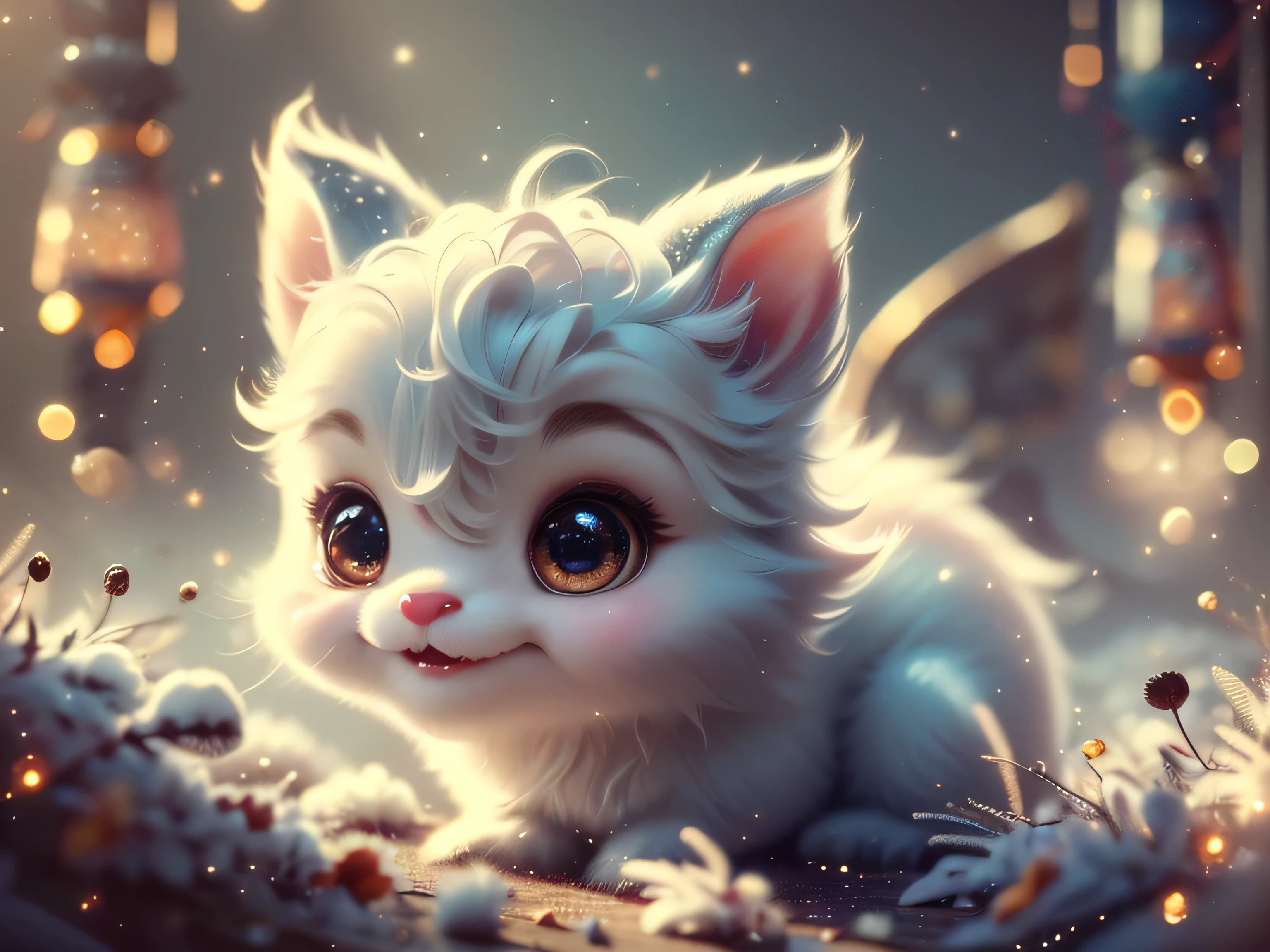 Magical Fantasy Creature, (Best Quality, Masterpiece, Representative Work, Official Art, Professional, Super Detailed, 8k:1.3), (Photorealism:1.2) Super Cute, Big Eyes, Soft, Soft Nose, Fluffy, Double-Toothed Smile, Aurorastyle, Highly detailed Dynamic shot of majestic adorable reindeer, high quality, beautiful masterpiece, fantasy creature, kawaii, digital art, glowing sparkles, Realistic, Beautiful, Stars in Eyes, Soft Volumetric Light, (Backlight:1.3), (Cinematic:1.2), Intricate Details, (ArtStation:1.3), --auto --s2