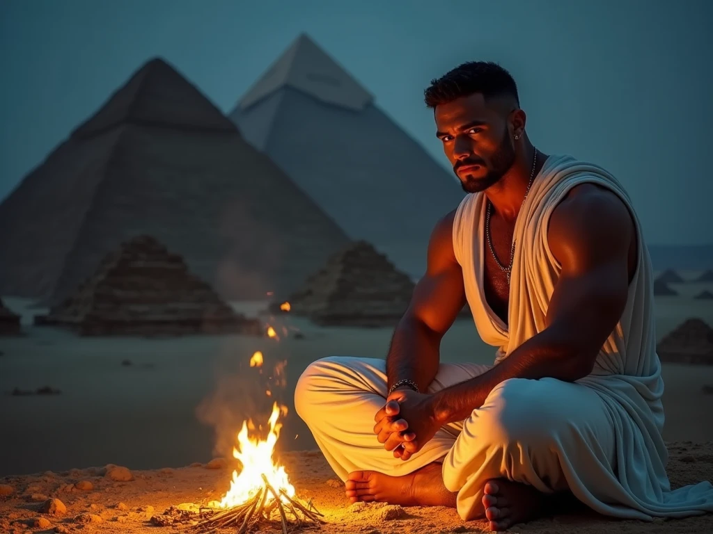 Man with a pyramid 
