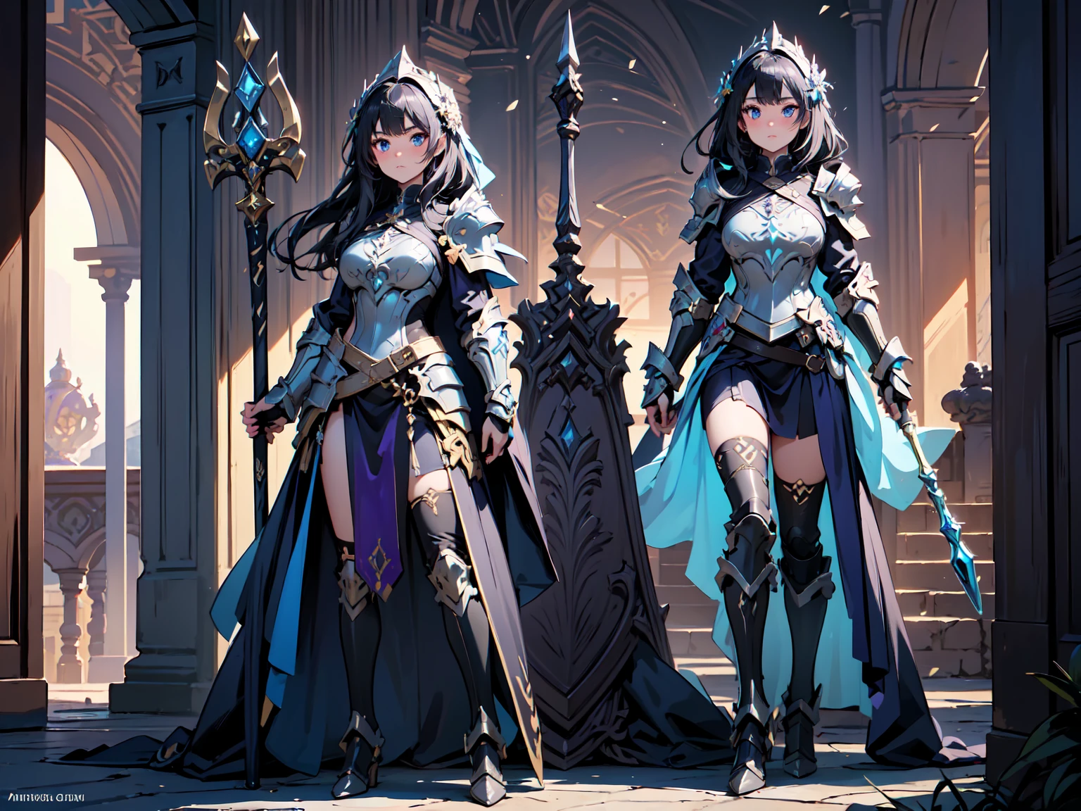 Masterpiece, best quality, women, a group of sorceresses fighting, manipulating elements of nature, fantasy, medieval, in an arena of battle, night, winter, dynamic pose, beautiful detailed brilliance.