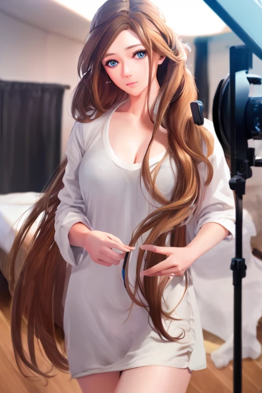 Best quality, (Photorealistic:1.2), Hyper-Resolution, Ultra-realistic 8K CG，1girll，long whitr hair，Flawless face