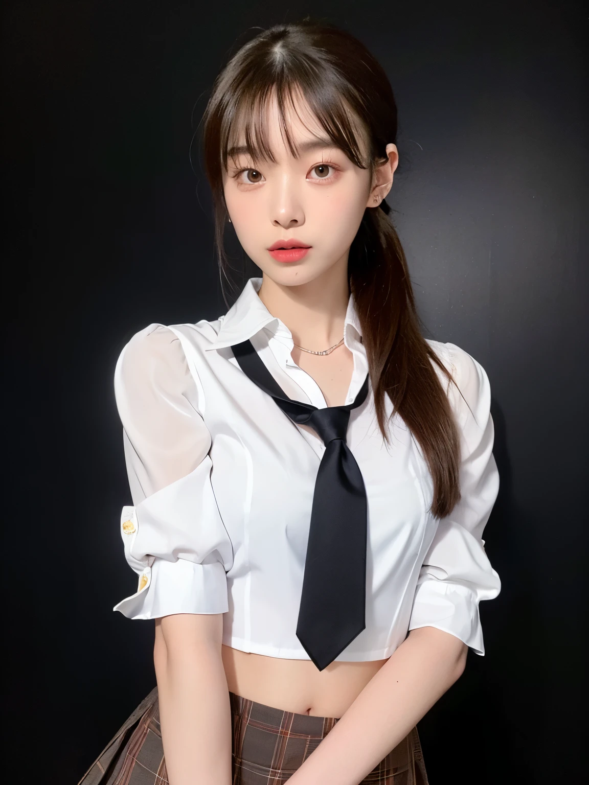 (masterpiece:1.3), (8k, Realistic, RAW Photos, Best image quality: 1.4), (Random Hairstyles:1.2)、(Highly detailed face)、Attention to detail、double eyelid、(Dark Eyes),(Sharp focus:1.2)、((whole body:1.5)),One Woman、Beautiful woman:1. 4,20-year-old woman、smile,Woman with a perfect body,Beautiful Abs,Chest-length hair、Highest quality、masterpiece、Ultra-high resolution、(Realistic:1.4)、super high quality、Symmetrical face、The face is very realistic、Photo level、8k最高画質はフル、Sebaceous reflex、The face is very realistic、Extremely realistic skin、Realistic light and shadow effects、(Pure and elegant girl),Professional Lighting、((Swayback stance)),(((Beautiful thighs))),(Sexy pose,Seductive pose),Recurve your hips back,Bend your waist,((dance,dance,Dancing)),((School classroom)),((Accentuate your cleavage)),((Underarm)),(((School Uniform,Graffiti art style tie))),Sit at a desk