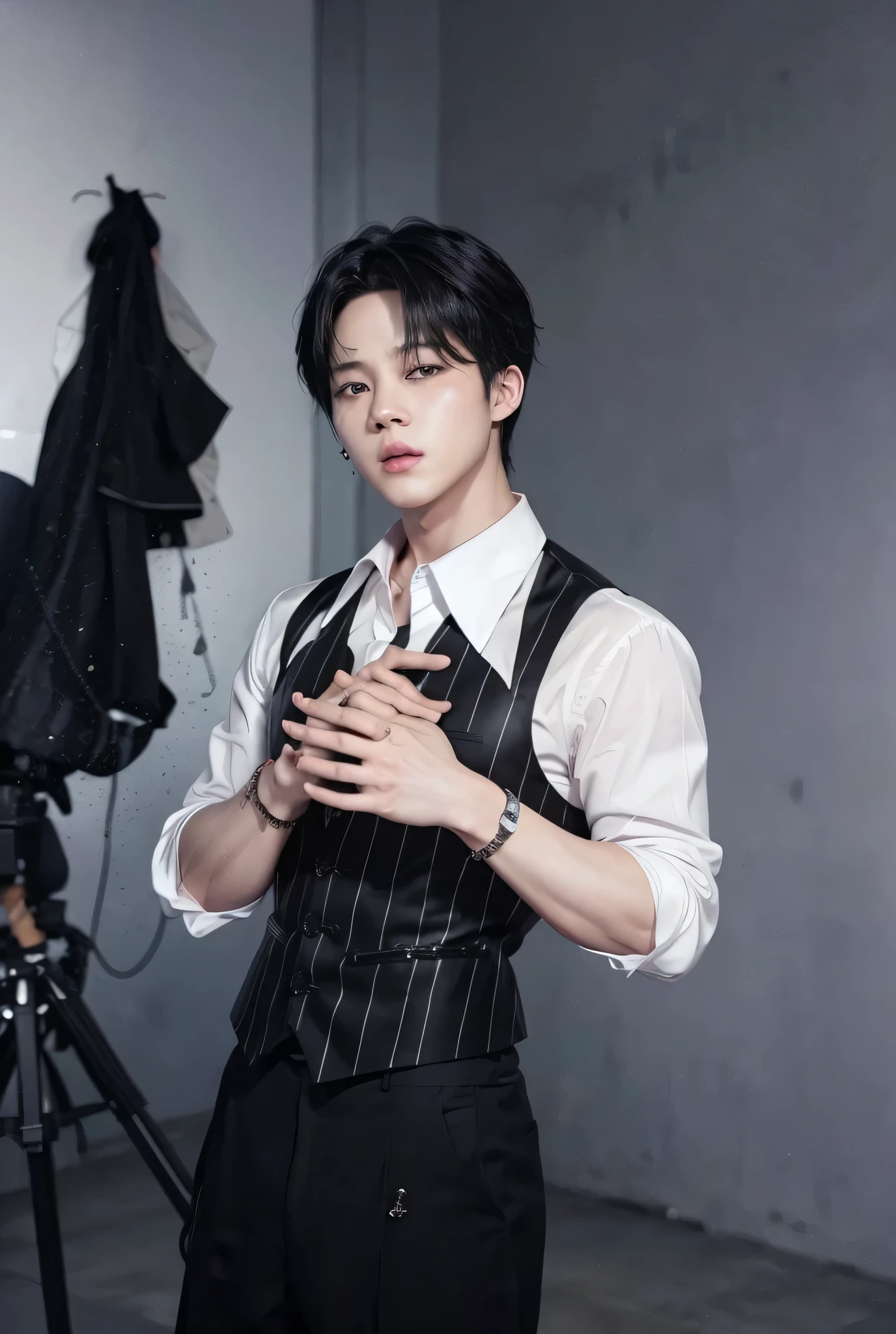Jimin bts, parl jimin group bts. Bblack hair, peach skin and fox eyes, black dark locks, masculine face, fleshy lips