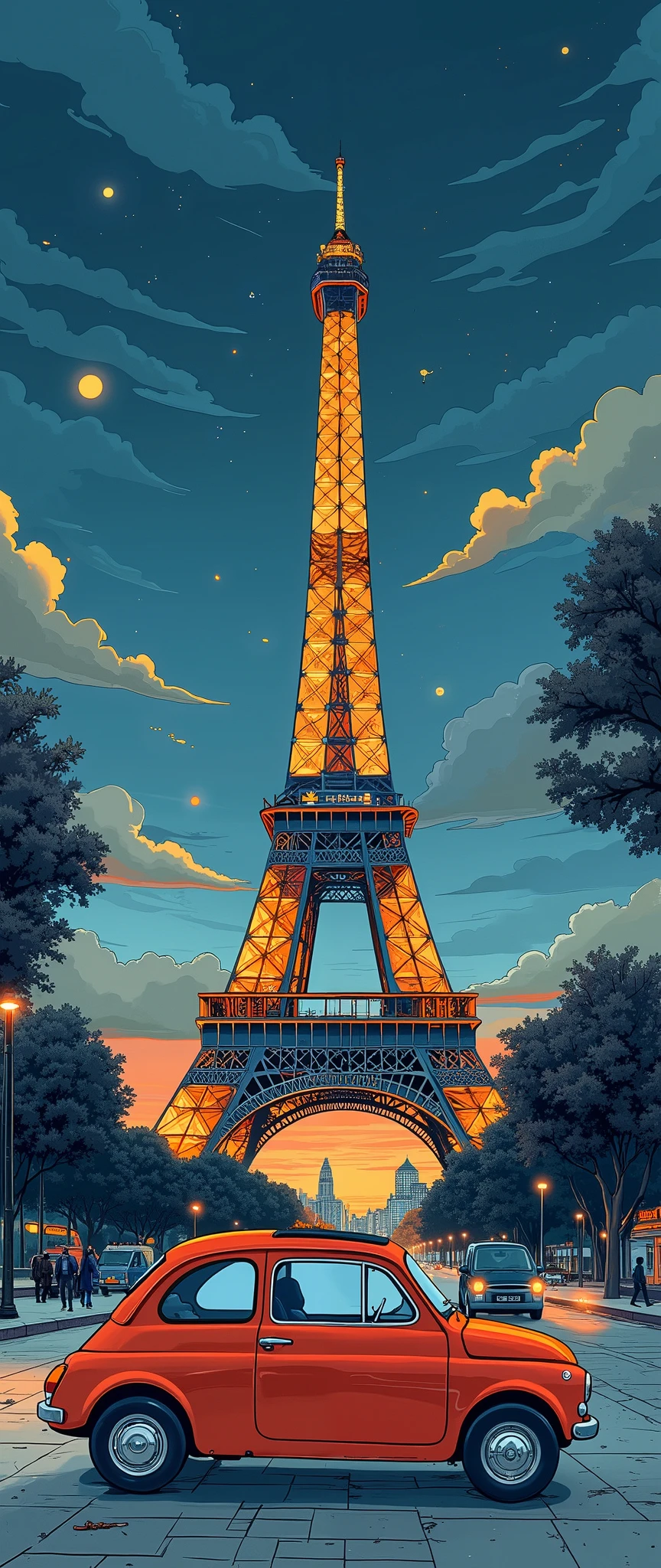 (  masterpiece on penis :1.2,  top quality),(  very detailed),  anime style,8k,16k, wallpaper,(Fiat 500:2.0), A Beautiful Night Sky ,(France:2.0),( Eiffel Tower:2.0),( dynamic :2.0)