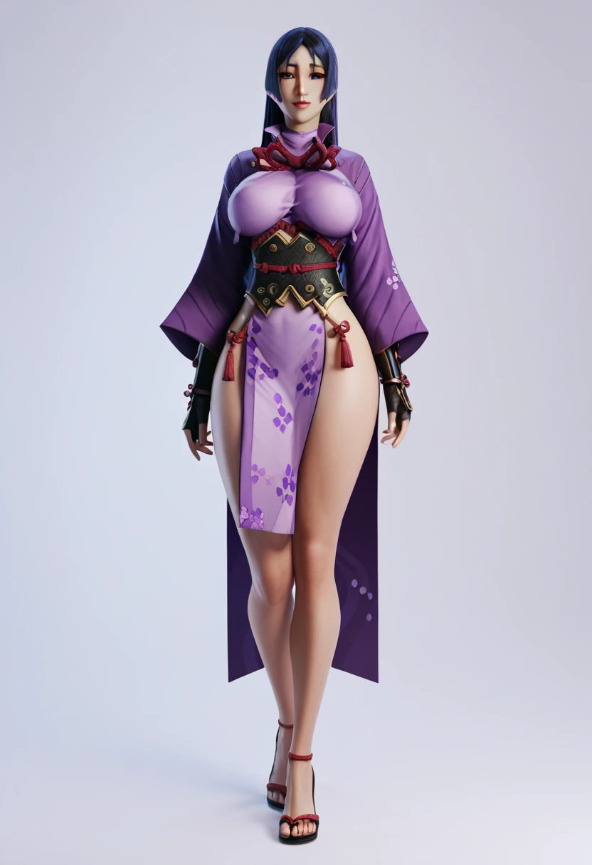 Sexy 3D raikou,purple samurai ,clothes,full body view,front view